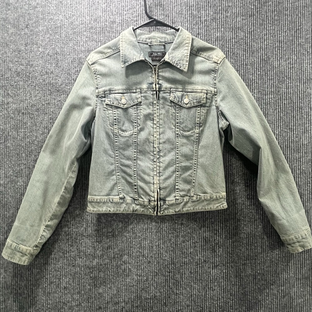 Indigo Palms Womens Zip Up Jean Jacket Blue Denim Size Large